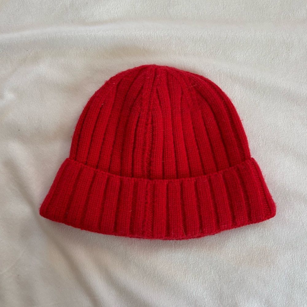 Urban Outfitters Bold Red Ribbed Beanie